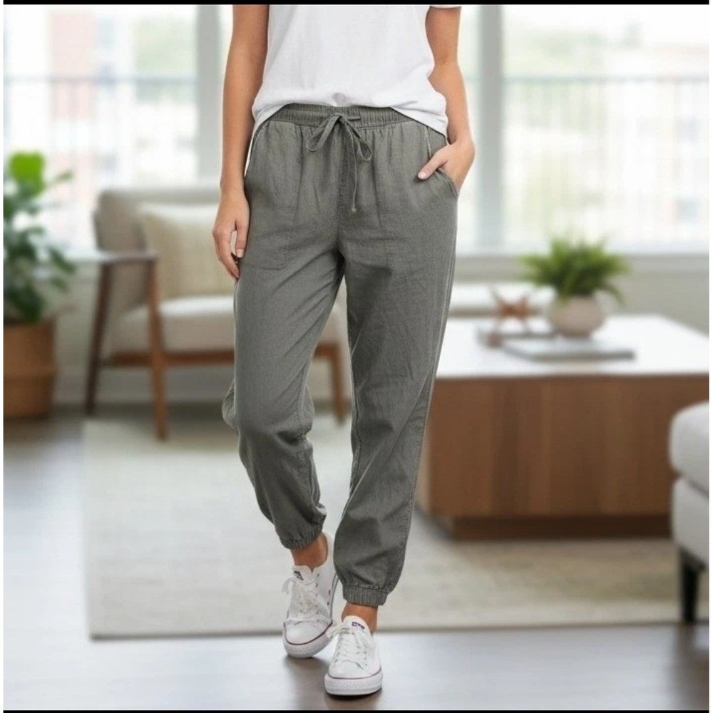 Cloth & Stone Olive Green Tencel Joggers Elastic Waist C3741-654-303 Womens L